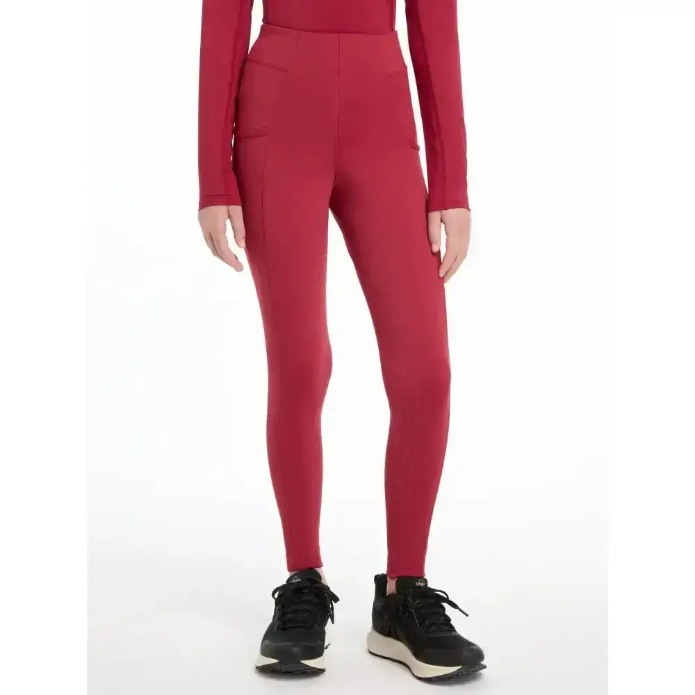 Red lemieux young rider orla pull ons with high waist, sleek fit, and subtle side pockets perfect for riding
