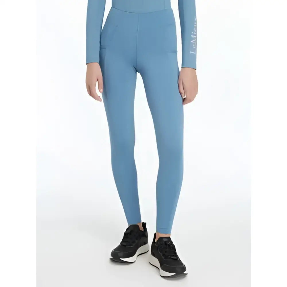 Blue LeMieux young rider Orla pull ons ice leggings with sleek fit and subtle side pockets for riding comfort