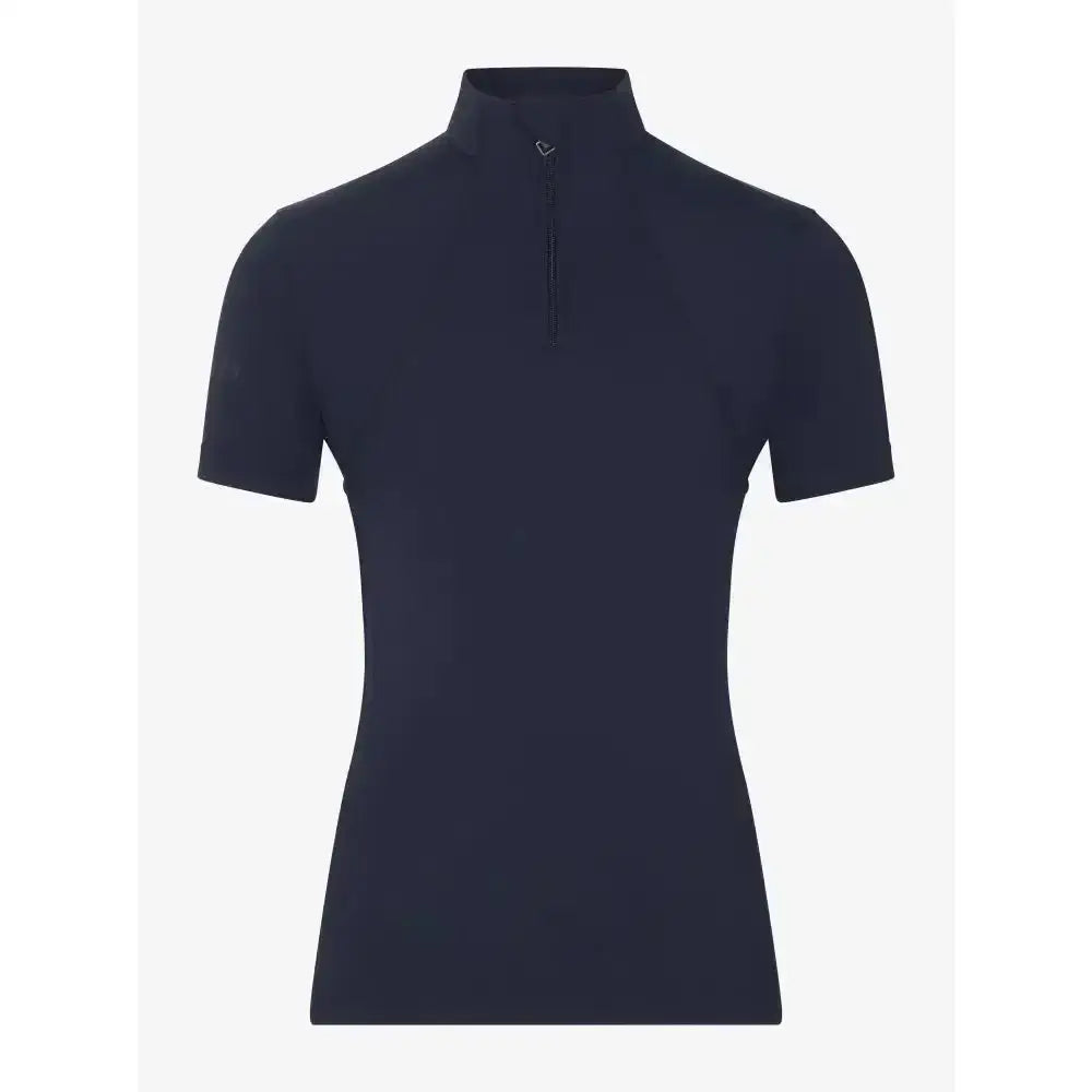 Black short-sleeved lemieux young rider short sleeve base layer with half-zip collar and subtle neckline logo