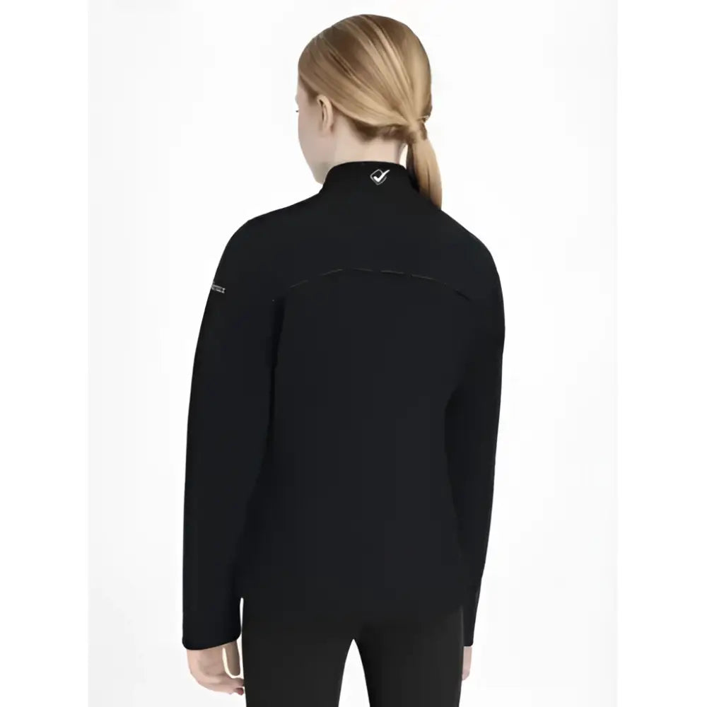 Black lemieux young rider soft shell jacket with subtle stitching and small collar logo for riders