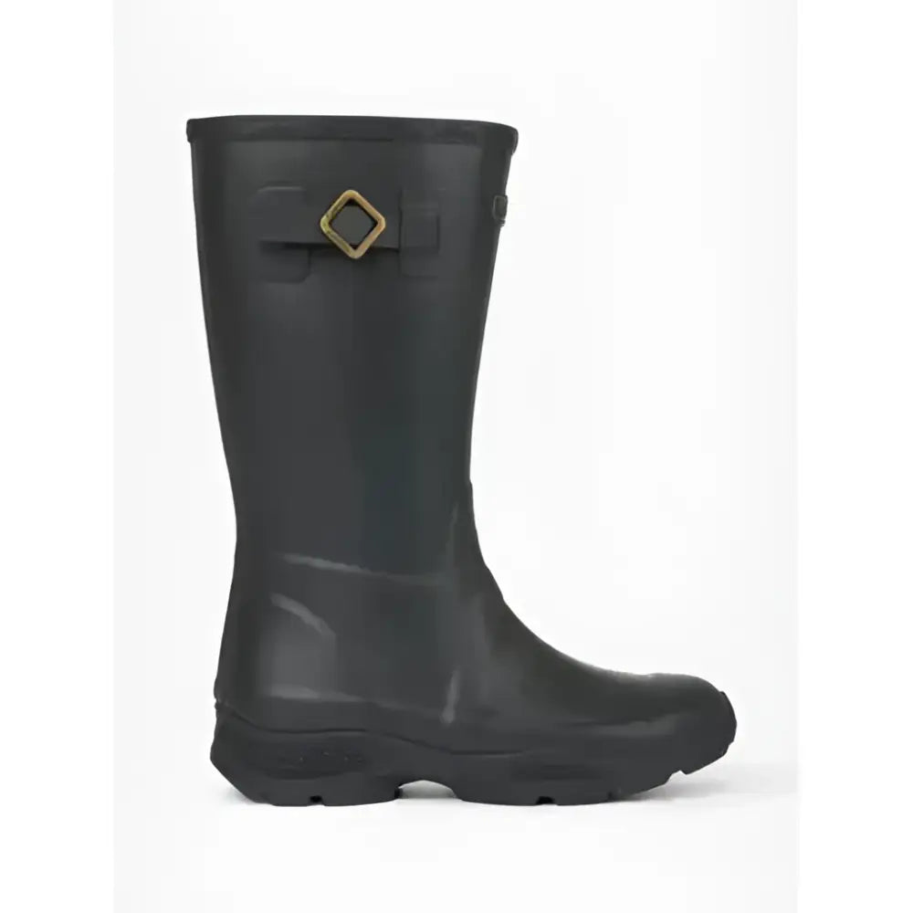 Dark green lemieux young rider wellies black with gold diamond buckle and custom tread shape rubber material