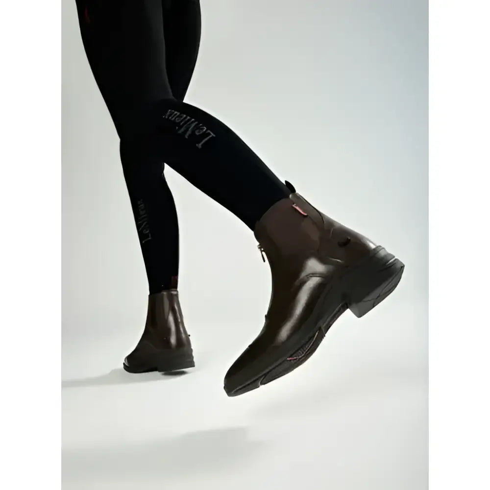 Lemieux zip paddock boot brown leather with side zipper and sturdy rubber sole perfect for riding and paddock use