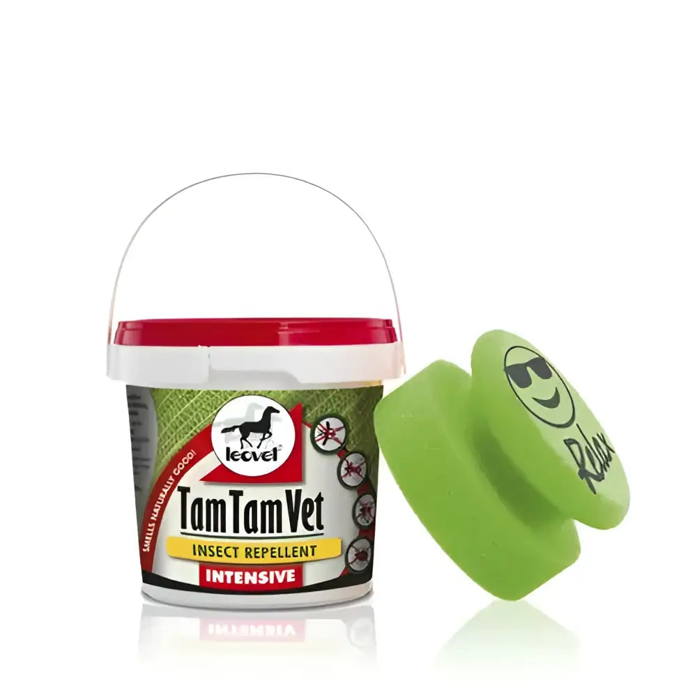 Green and white leovet tam tam insect repellent gel with red lid tam vet intensive for effective bug protection