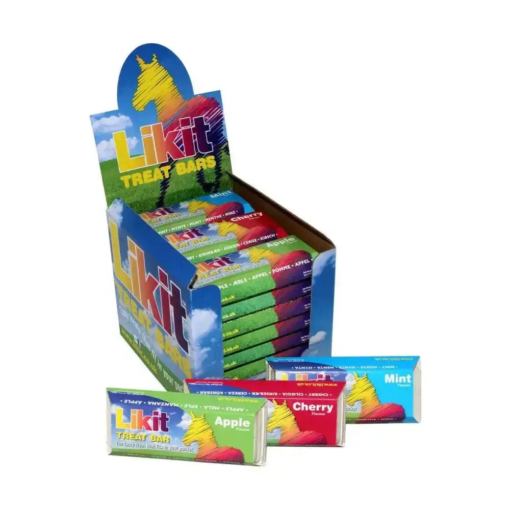 Colorful likit treat bar value pack with apple cherry and mint flavors in a handy re-sealable pack for horse treats