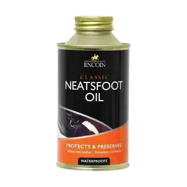 Lincoln classic neatsfoot oil in sleek black and orange can with gold cap perfect for leather care and neatsfoot oil cleans