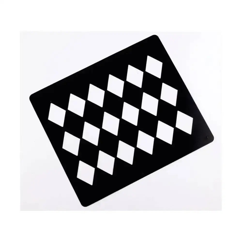 Black rectangular lincoln quarter markers stencil with white diamond cutouts for horse grooming and ring finish