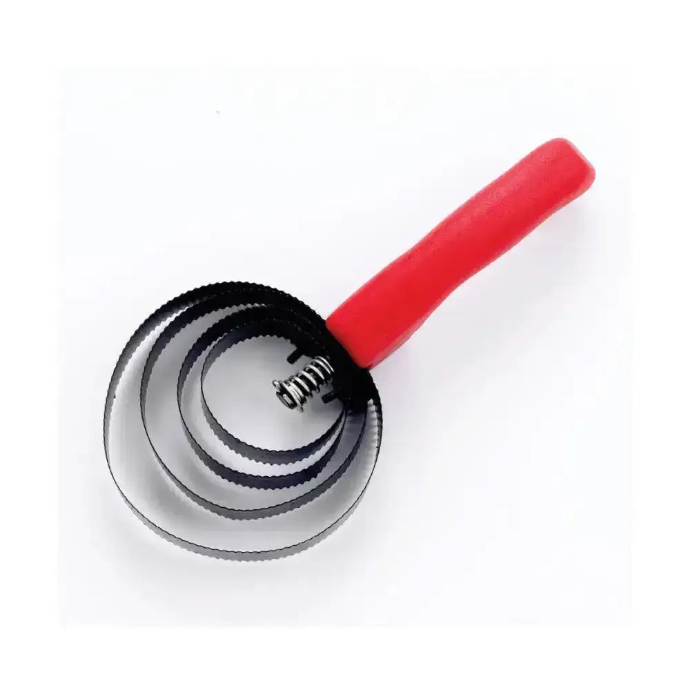 Red-handled lincoln reversible curry comb with black serrated blades for effective coat shedding and grooming