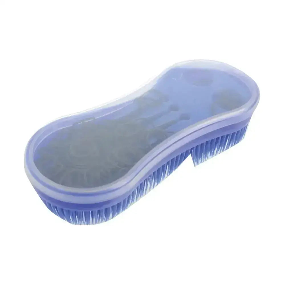 Translucent blue plastic lincoln ultimate brush with dense bristles for shoe cleaning in plaiting kit includes lincoln plait aid