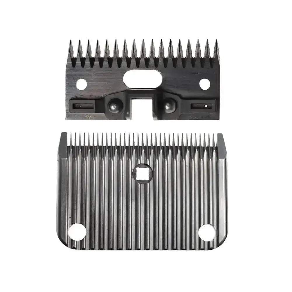Black and silver metal clipper blades with textured ribbed design from lister a2s ac surgical blade set with metal socket clips