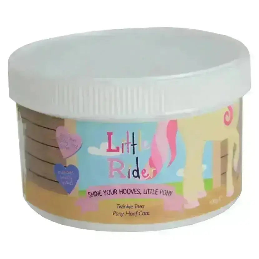 Little rider twinkle toes pony conditioning hoof ointment in colorful cylindrical container with cartoon design