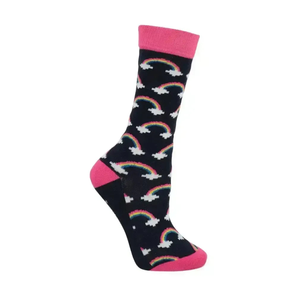 Little Unicorn Socks by Little Rider (Pack of 3) Navy/Fuchsia Purple/Sapgreen Riding Socks