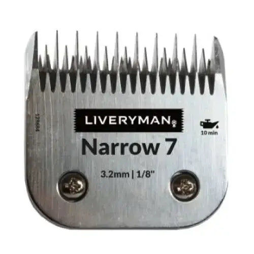 Silver metallic liveryman clipper blades snap-on a5 narrow with 3.2mm cutting heights and sharp teeth for grooming
