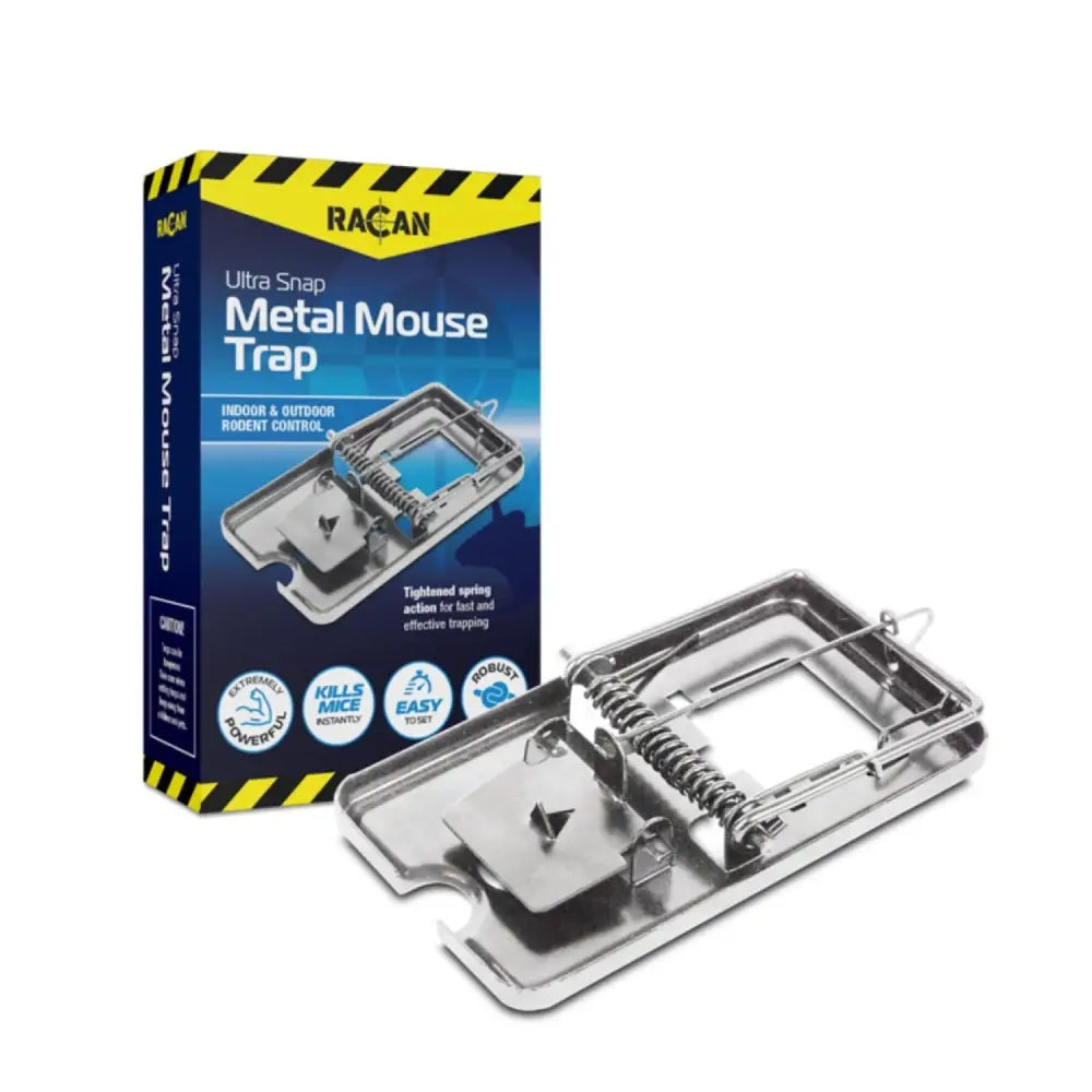 Lodi Racan Ultra snap mouse trap with sleek silver metal design spring-loaded for indoor outdoor rodent control