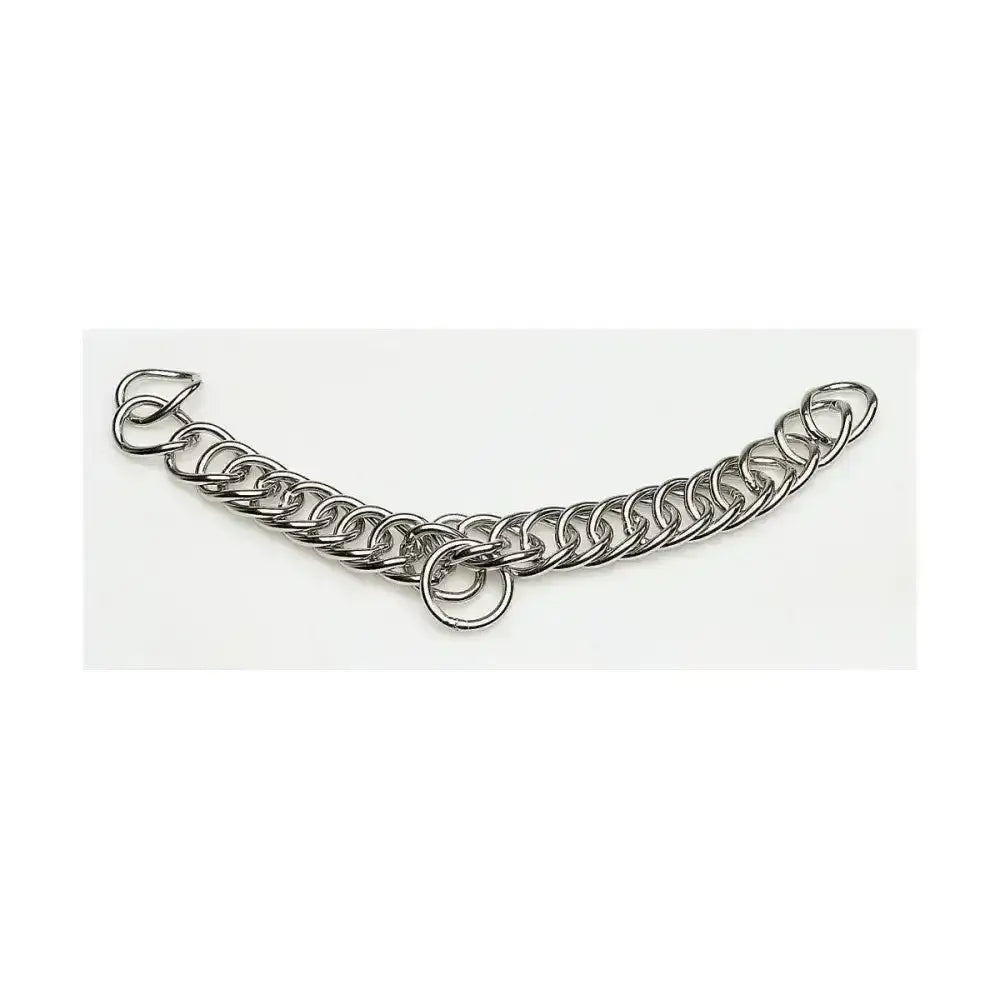 Silver-toned lorina curb chain double link with interlocking oval links and traditional curb chain curved design