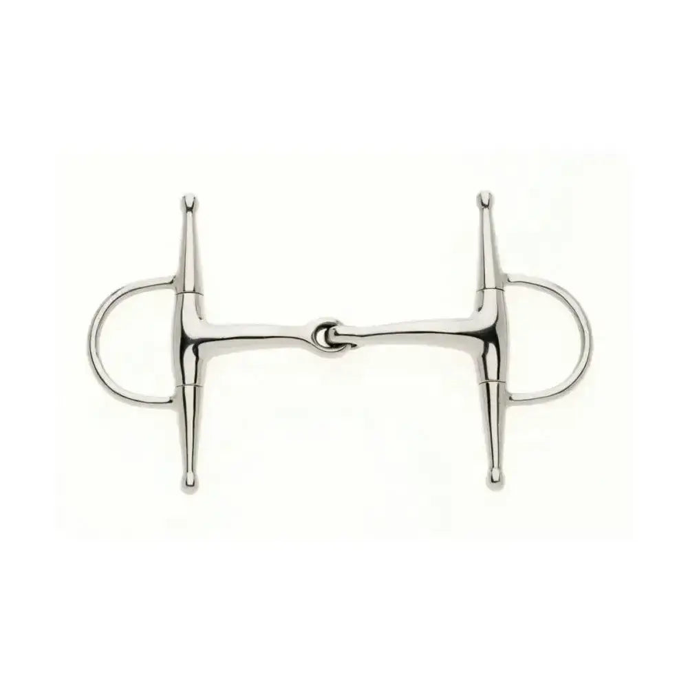 Silver-toned metal lorina full cheek eggbutt jointed snaffle with smooth finish and poll pressure design rings