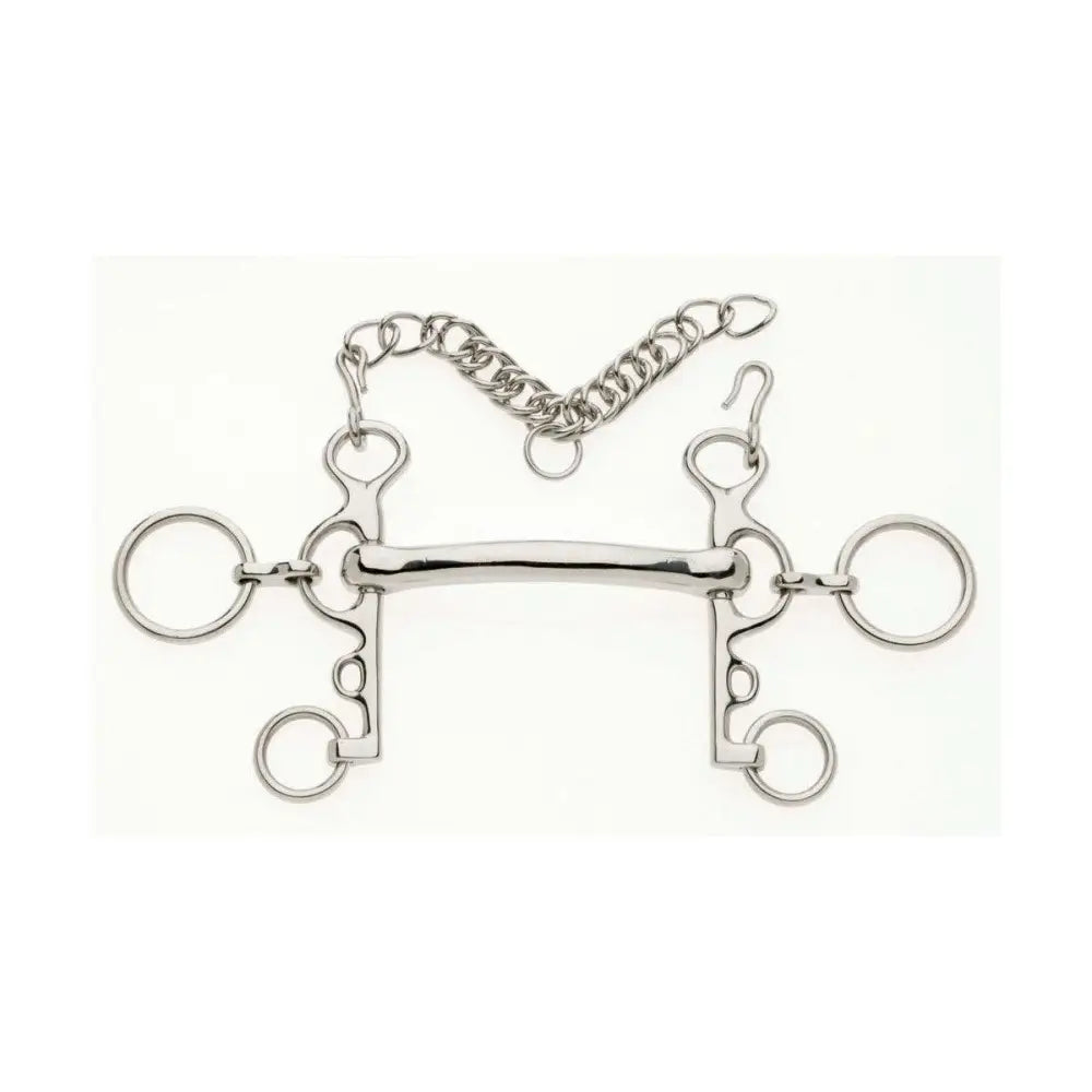 Silver lorina mullen mouth rugby pelham bit with curved mullen mouthpiece and mild mouthpiece ideal for horses