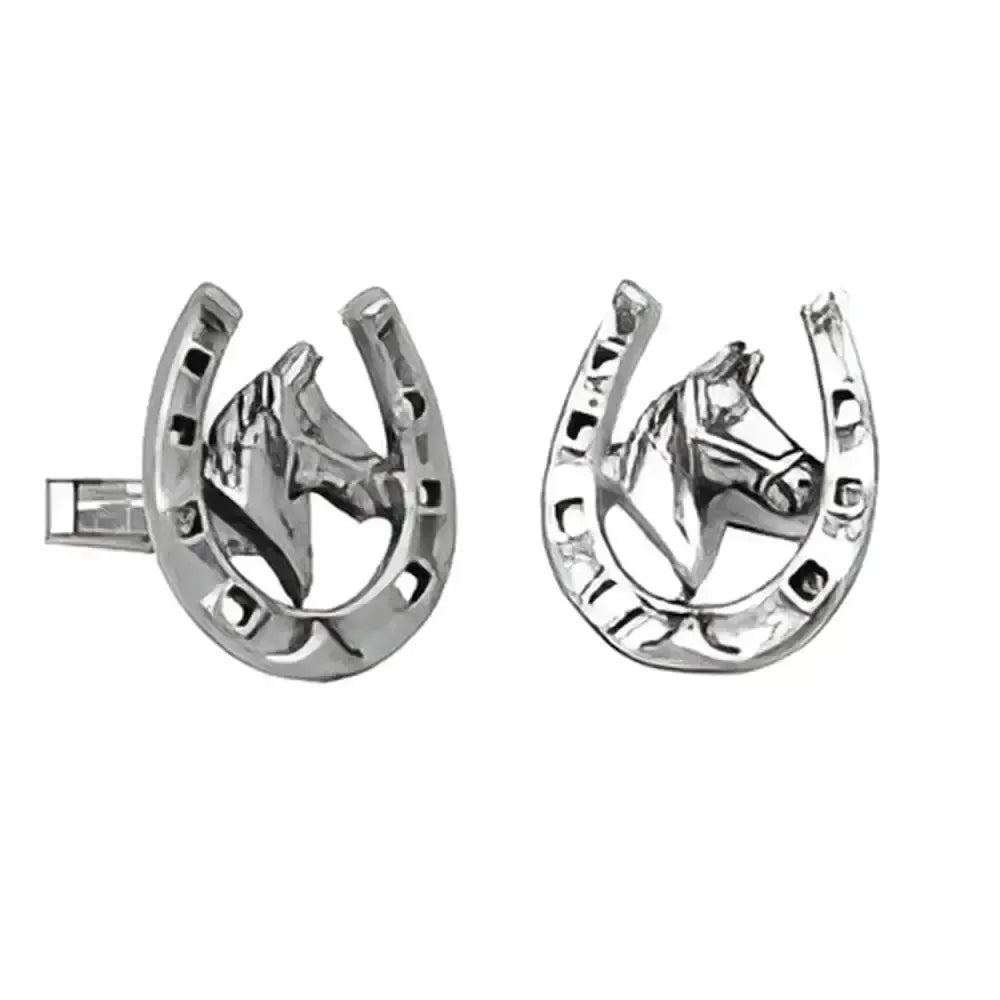 Lucky Horseshoe with Horses Head Cufflinks Gifts
