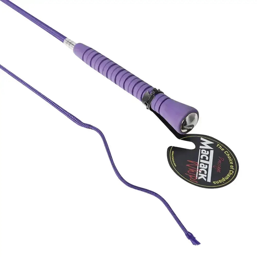 Purple mactack dressage whip cw35 with textured grip and braided cord perfect for precise riding control