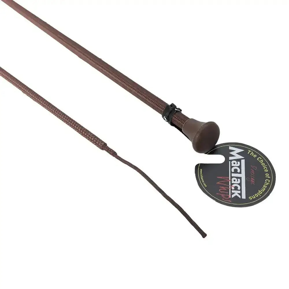 Brown leather junior dressage whip mactack junior dressage with rounded handle braided cord cw9 bmc junior model