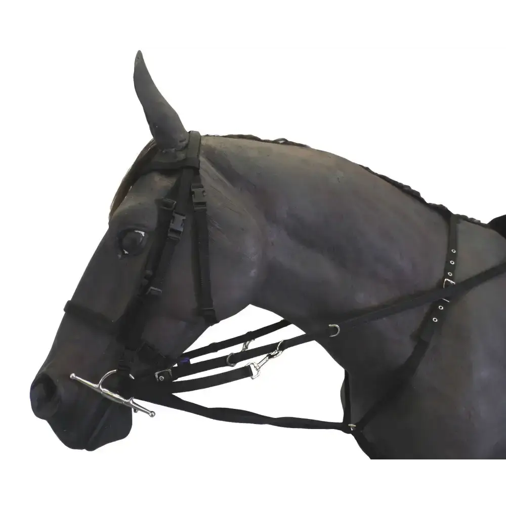 Market Harborough with Rubber Gripped Reins Small Pony Navy/Soft Blue
