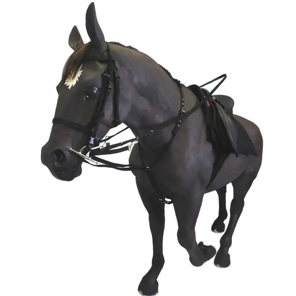 Market Harborough with Rubber Gripped Reins Small Pony Navy/Soft Blue