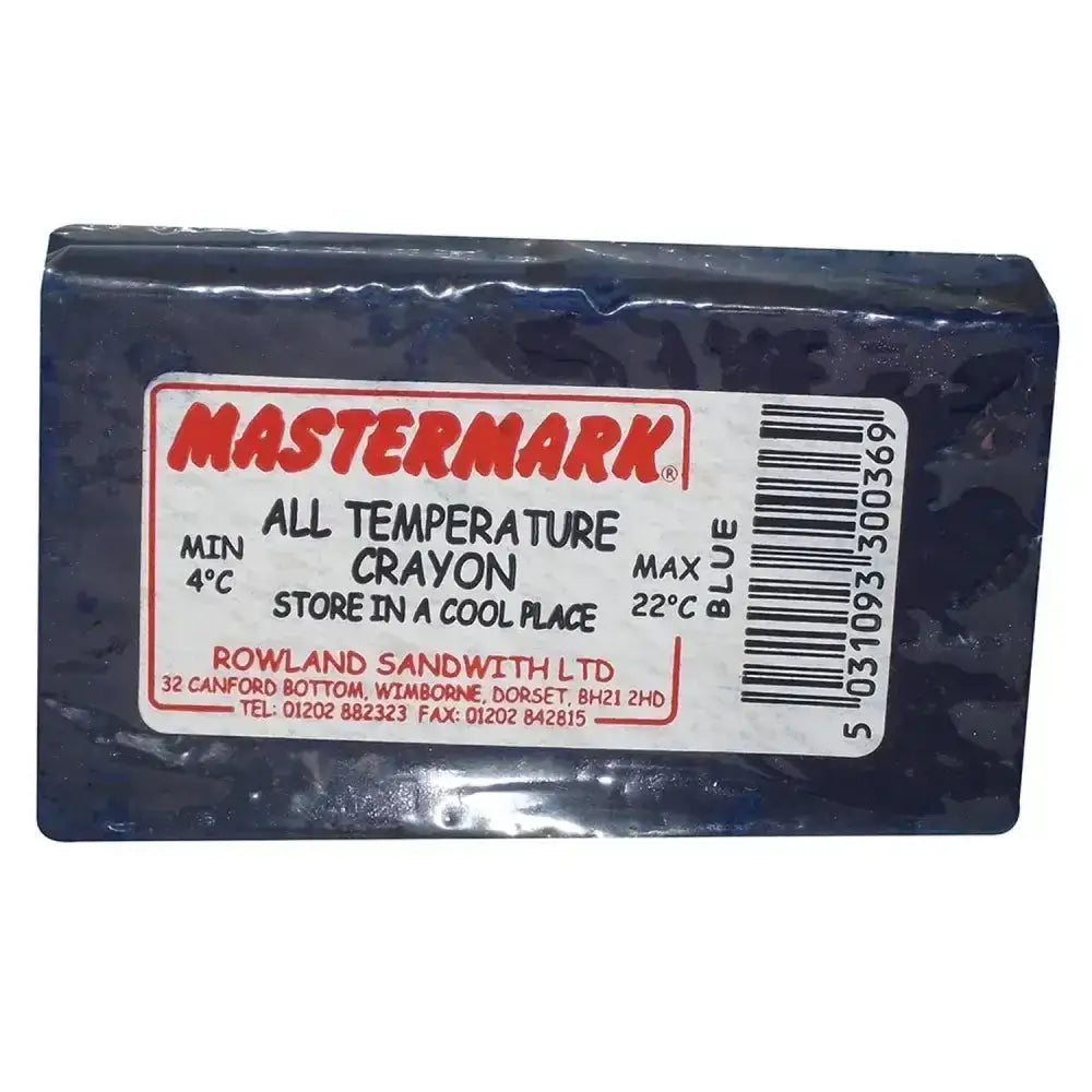 Mastermark all temperature ram crayons blue crayon in dark textured packaging made with crayons blended wax