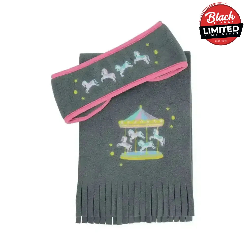 Merry Go Round Head Band and Scarf Set by Little Rider Grey/Pink One Size Rider Clothing