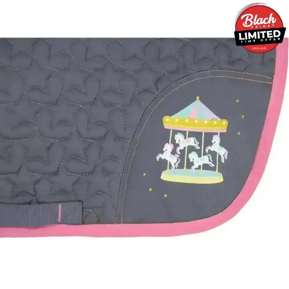 Merry Go Round Saddle Pad by Little Rider Grey/Pink Pony/Cob Saddle Pads