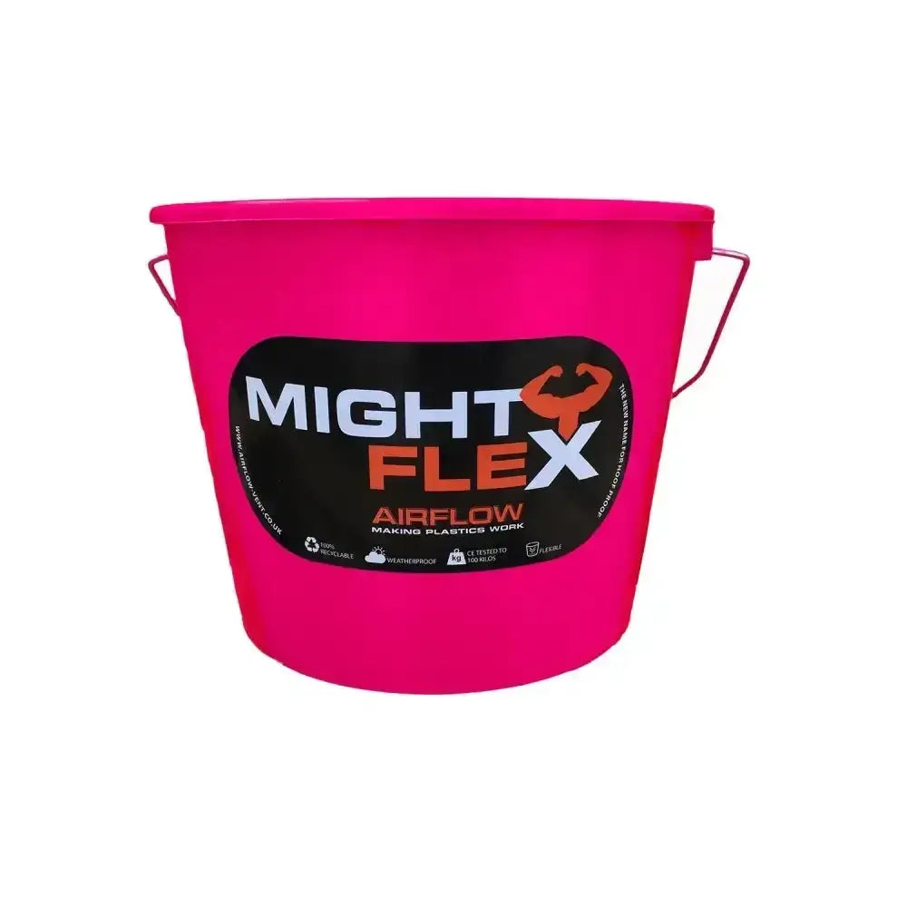 Vibrant pink mightyflex mini calf multi-purpose bucket 2.5 lt with metal handles and black might flex airflow label