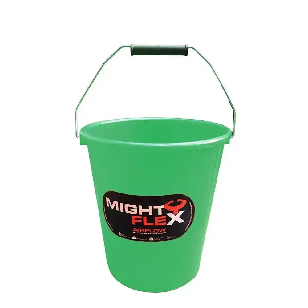 Bright green mightyflex premier calf plastic bucket with metal handle and black grip for calf multi purpose use