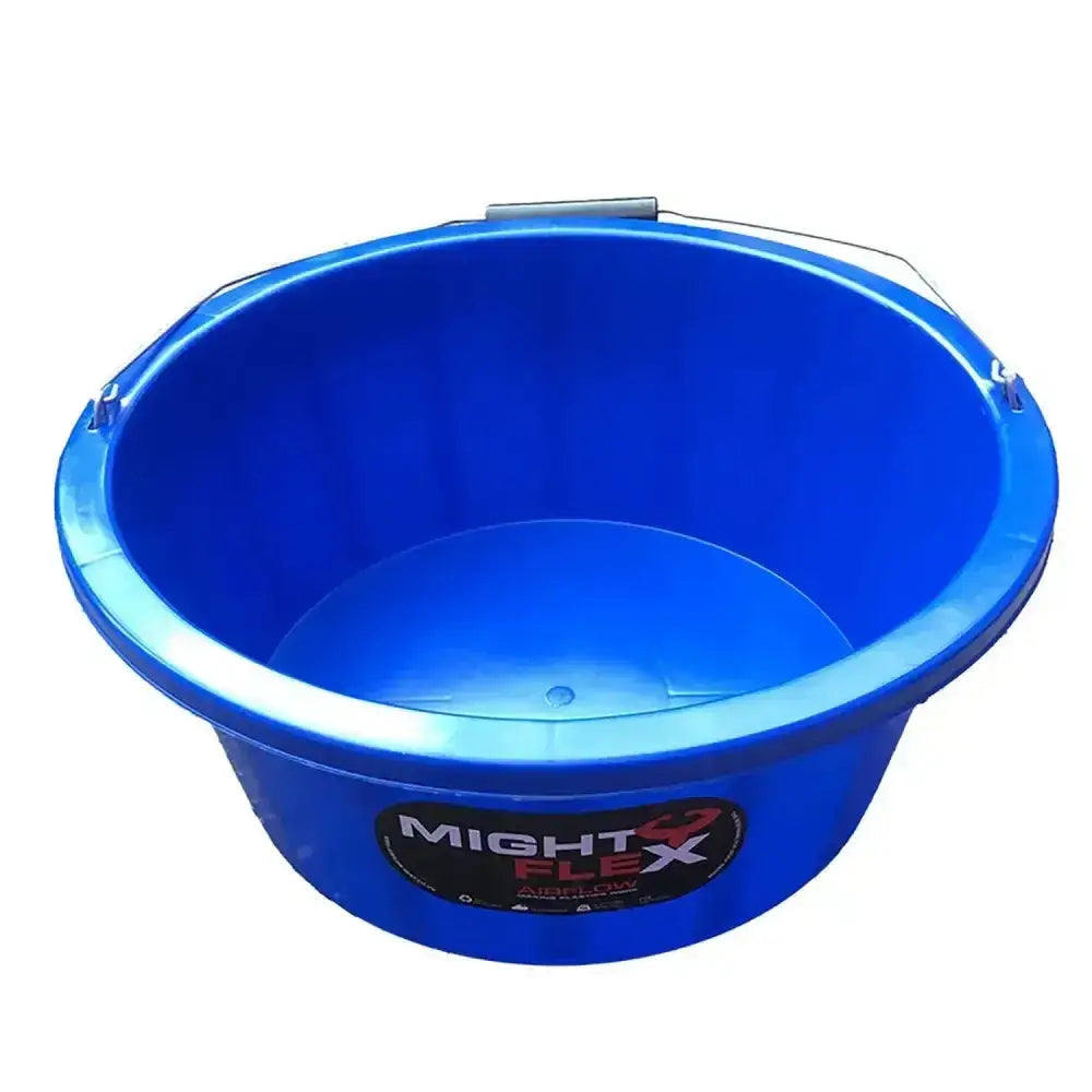 Bright blue mightyflex shallow feeder multi-purpose bucket with sturdy handle and 15 lt capacity plastic design