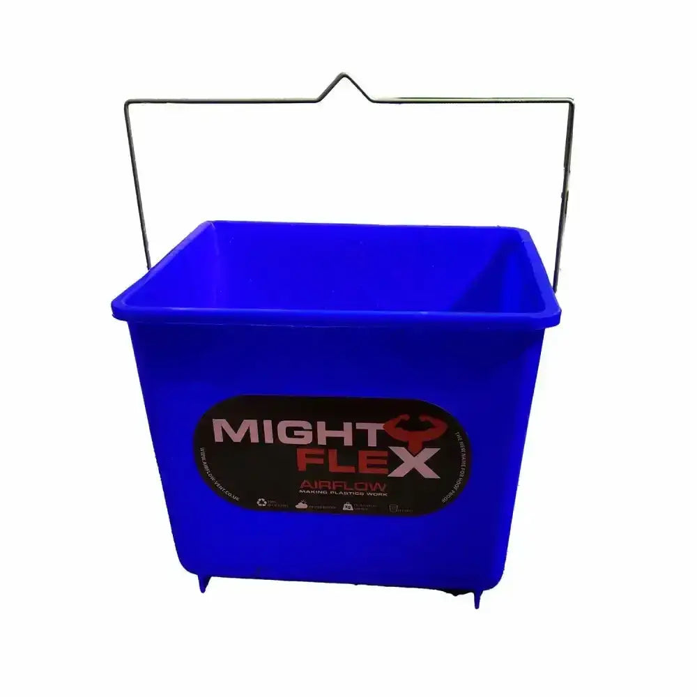 Bright blue plastic mightyflex square calf 5 lt bucket with metal handle ideal for calf multi purpose use