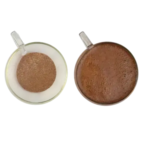 Two clear glass mugs with miles heavenly hot chocolate in lighter and darker brown shades for coffee hot chocolate fans