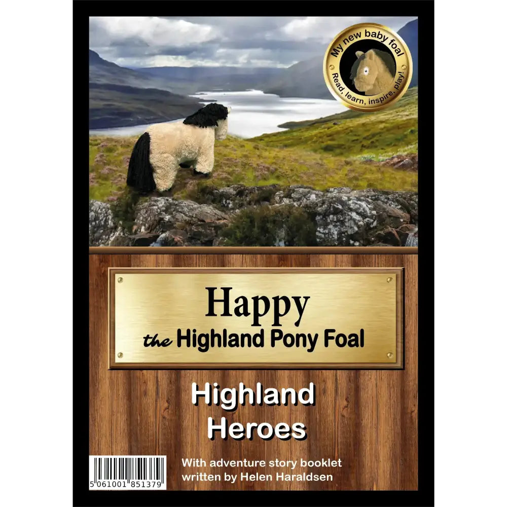 A plush black and white highland pony foal toy with soft fluffy texture from crafty ponies baby foal collection