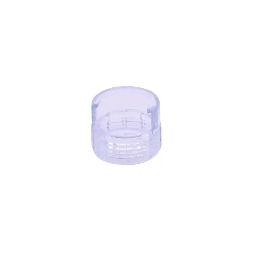 Clear plastic neogen bottle collar with frosted finish and internal ridged design for standard bottle collars use