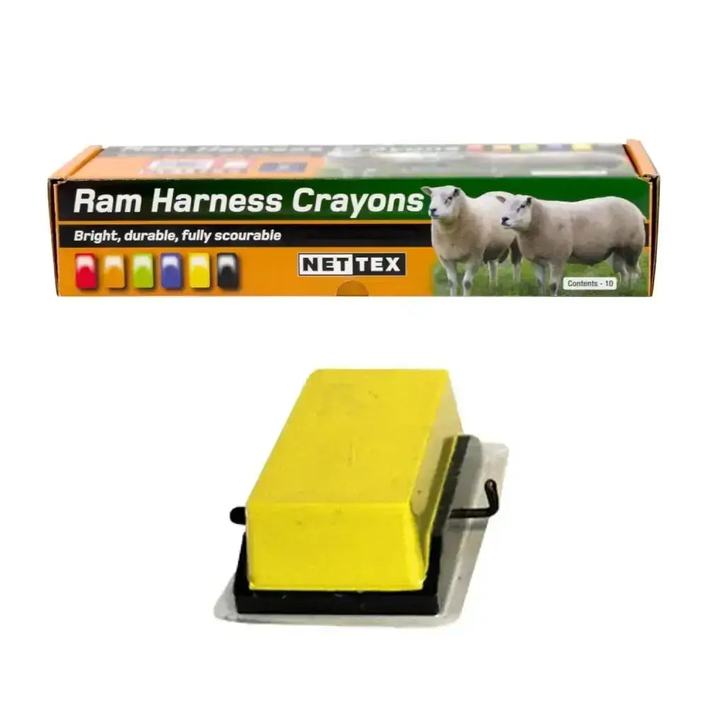 Bright yellow nettex agri all weather harness crayon in black silver holder for durable marking use