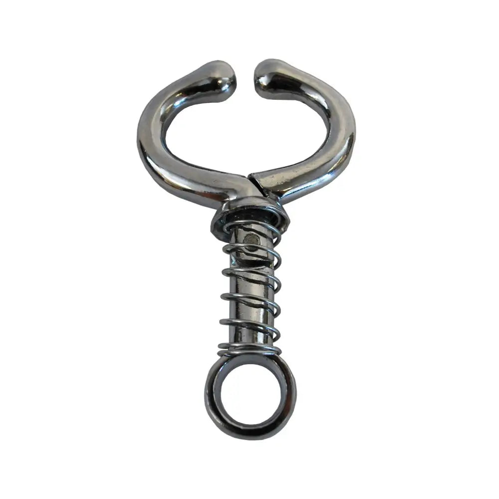 Chrome finished nettex agri bull holder spring loaded metal hook with stainless steel spring and loop at the bottom