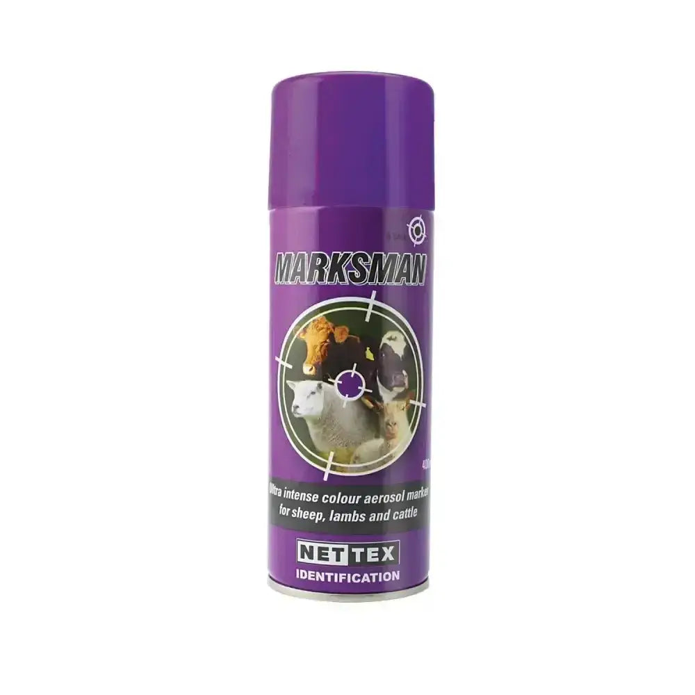Purple nettex agri marksman aerosol spray can with metallic finish for reliable sheep marking and british wool marketing