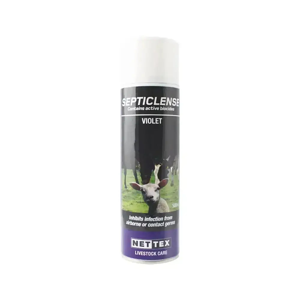 White aerosol can of nettex agri septiclense barrier wound spray with advanced antibacterial barrier for livestock care