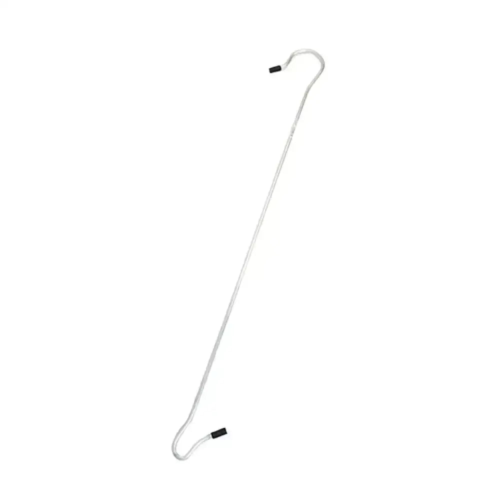 Silver metal coat hanger with black plastic caps on nettex agri shepherds crook double end combination neck legs