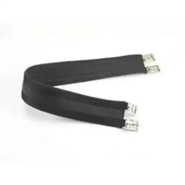 Black non elasticated girth protack waffle with silver buckles showing elasticated girth protack style features