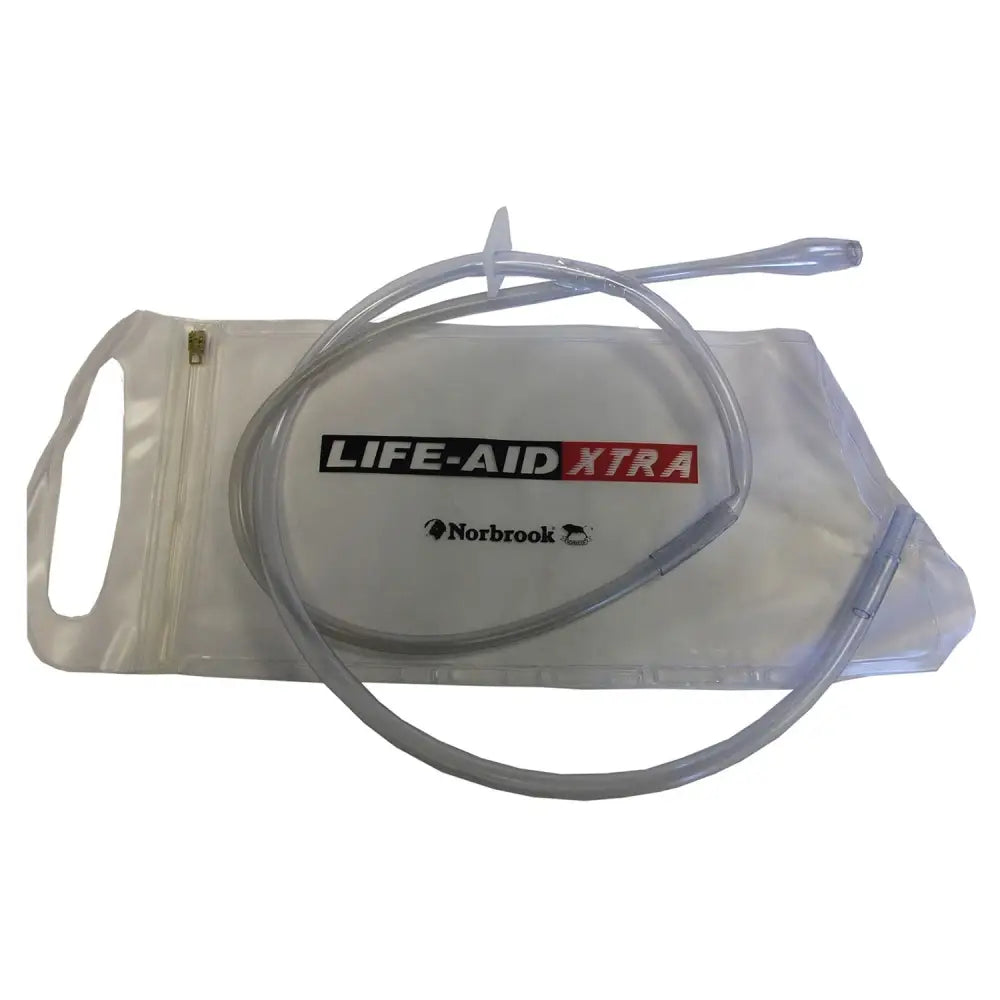 Transparent plastic norbrook life aid calf doser bag with clear tube and gold zipper for easy dosing