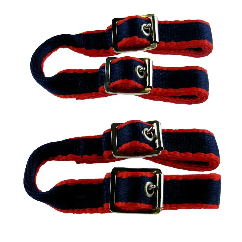 Official libby pelham roundings pelham roundings pair with red and navy striped fabric straps and silver roller buckles
