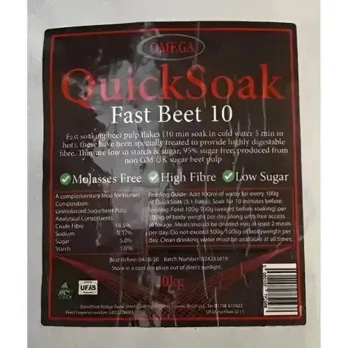 Omega Equine Quick Soak Sugar Beet Pulp Unmolassed - Speedi Beet Alternative Horse Feeds