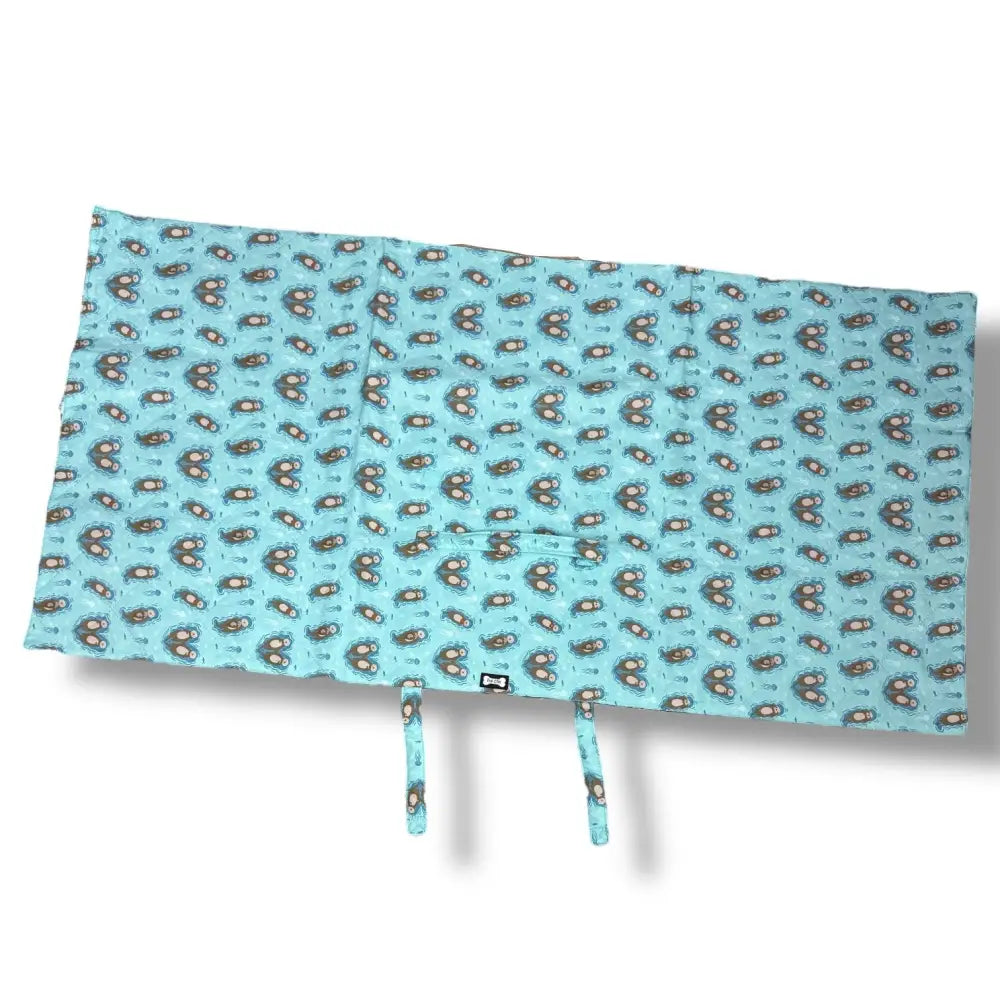 A light blue fabric otterly lovely collection perfect travel mat with gray and beige owls for dog comfortable settling