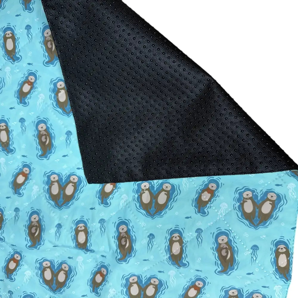 Light blue otterly lovely collection dog settle mat with playful otters and jellyfish pattern perfect travel mat for dog comfort