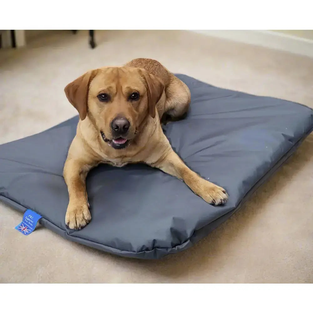 A plush dark gray p&l country dog heavy duty waterproof duvet bed with soft fabric and stitched edges