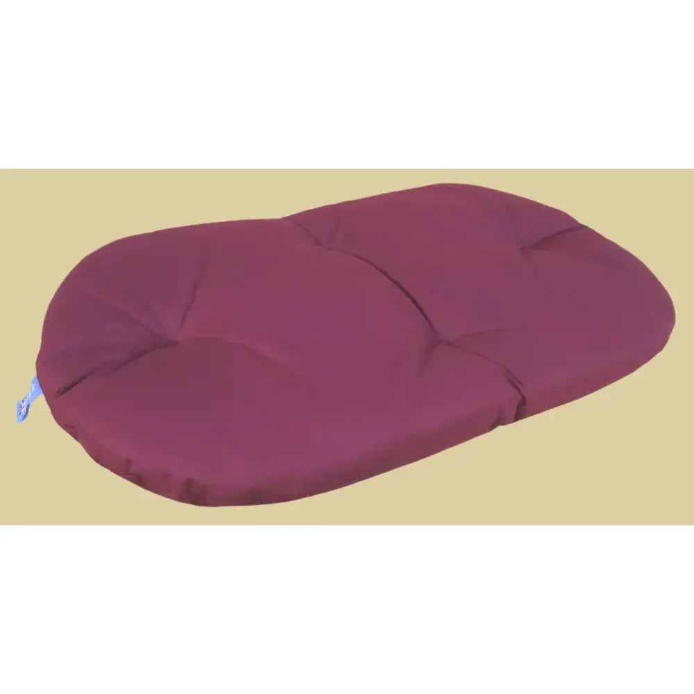 Maroon heavy duty waterproof oval cushion dog bed with quilted soft fabric by P&L Country Dog Heavy