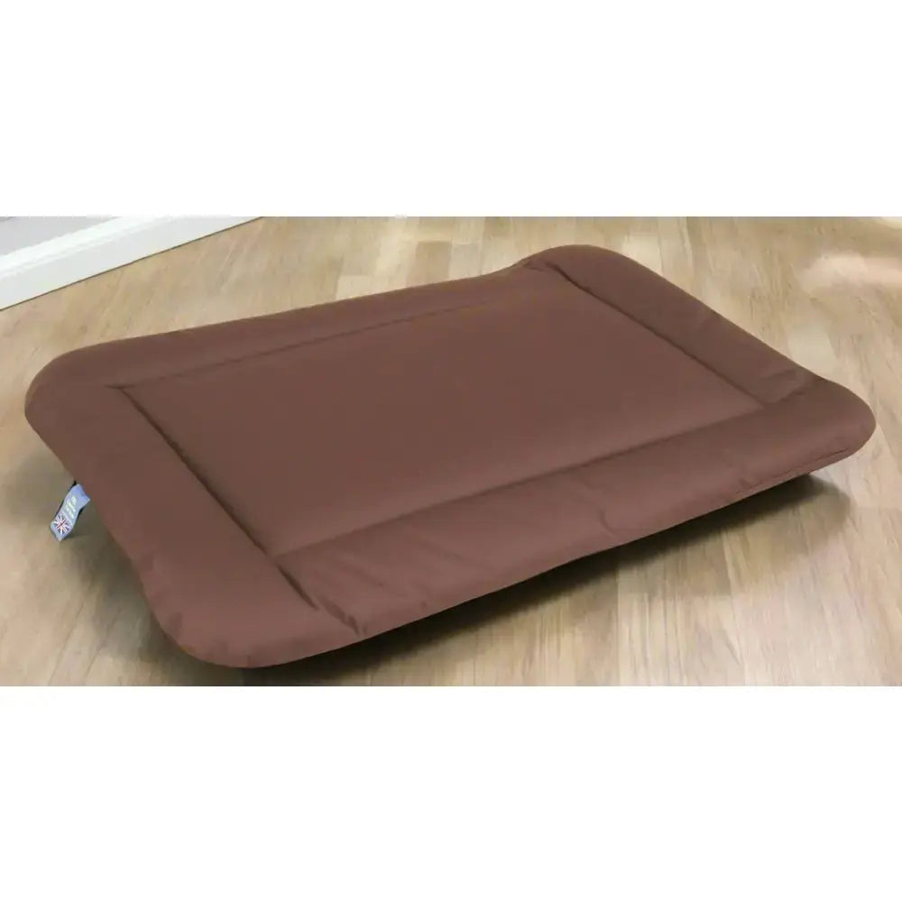 Brown country dog heavy duty waterproof rectangular cushion pad dog bed with soft padded fabric and stitched border