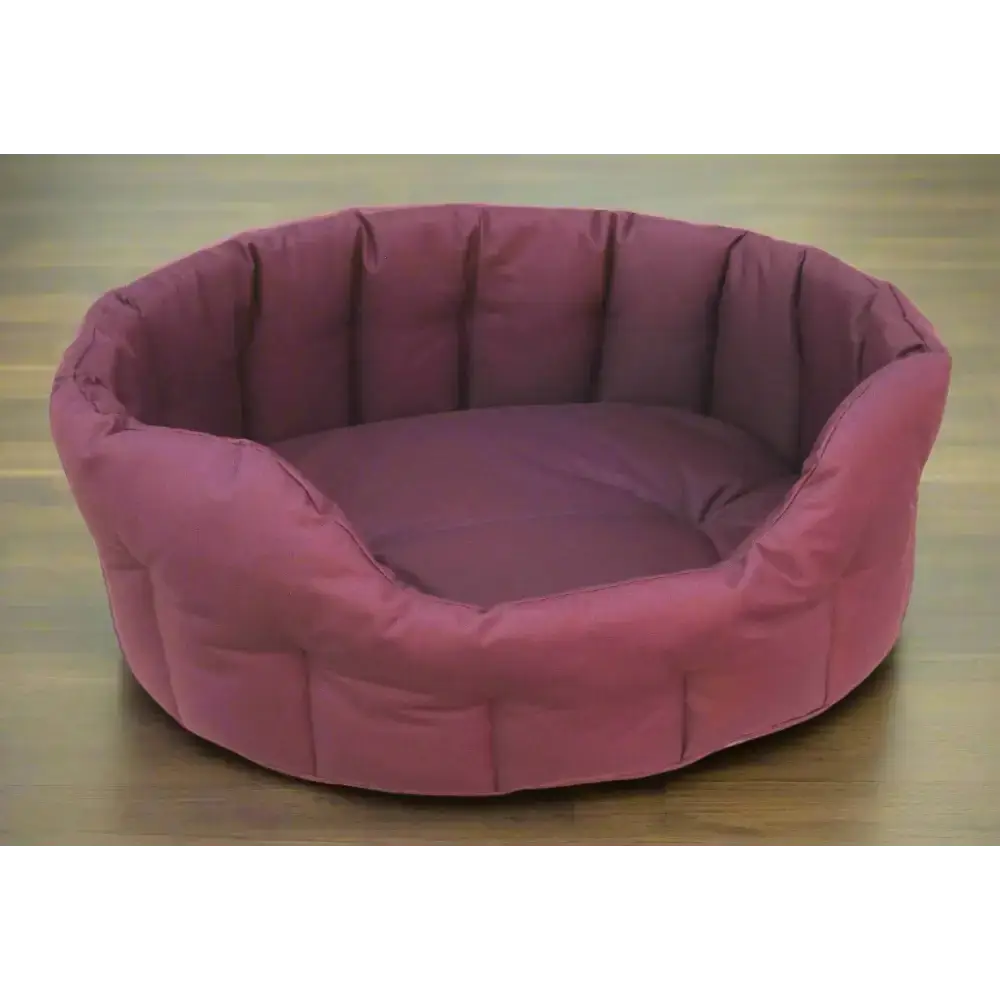P&L Country Dog Tough Heavy Duty Oval High Sided Waterproof Dog Beds. Medium L61cm X W51cm X H22cm Burgundy Dog Beds